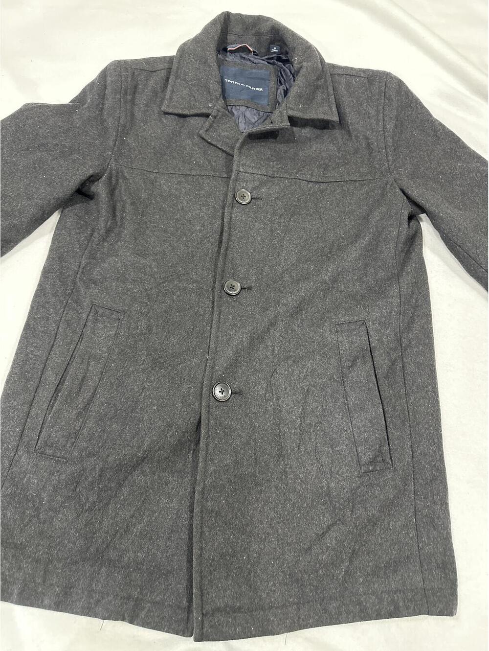 Tommy Hilfiger Gray Wool Blend Button Front Overcoat